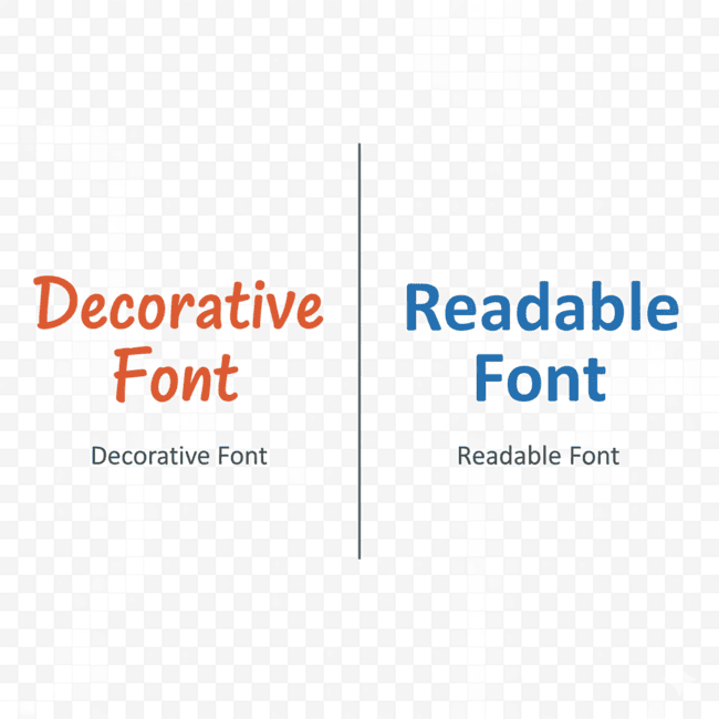 fun example of decorative vs readable fonts